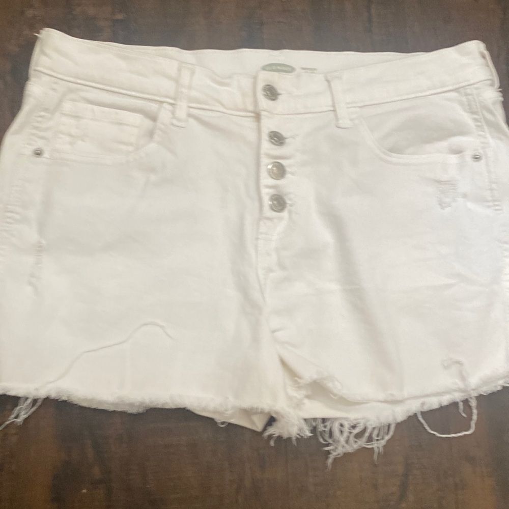 Old Navy -White Buttonfly Denim Shorts Size 12